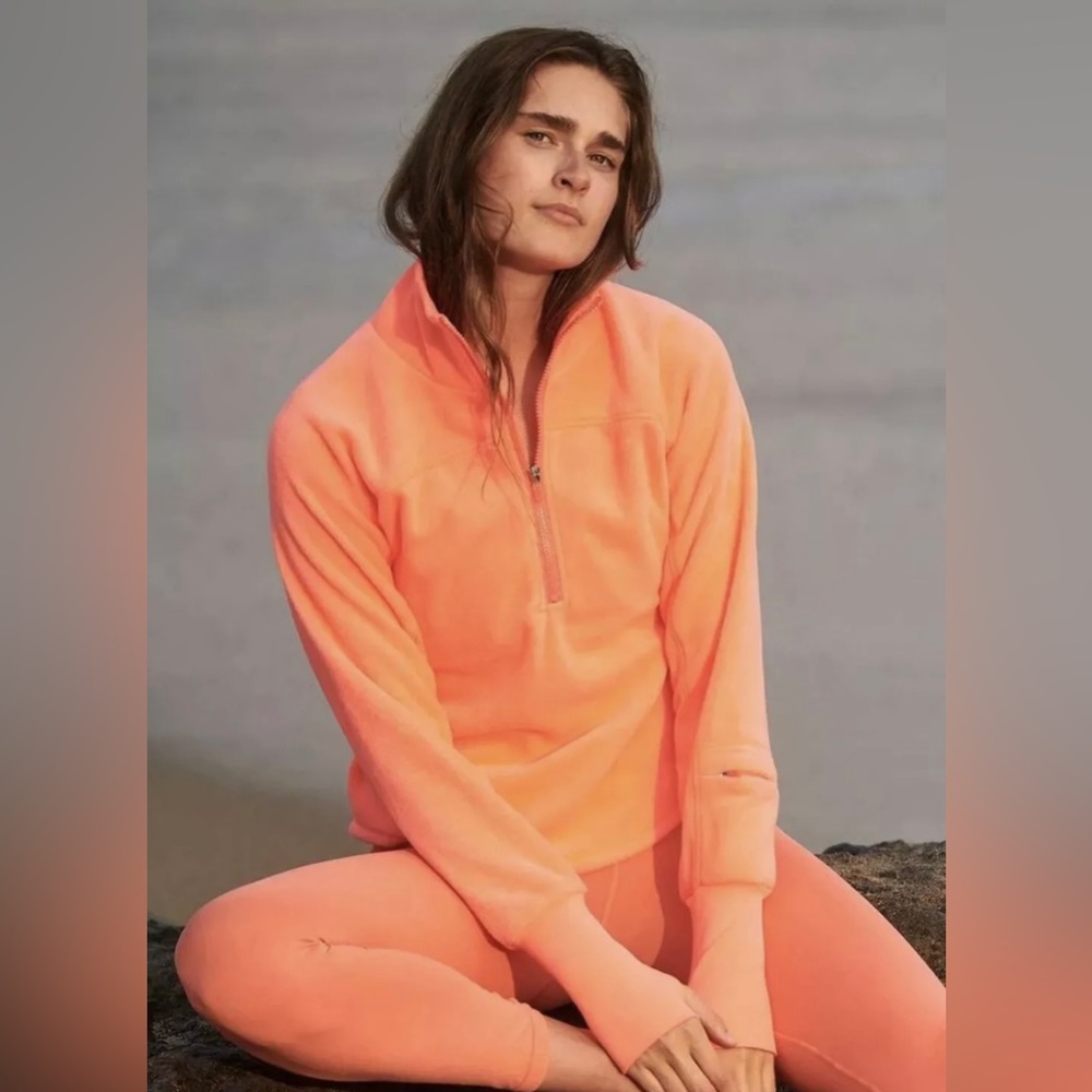 Free People Movement Great Heights Coral Pink Half Zip L (fits M) - Picture 2 of 5
